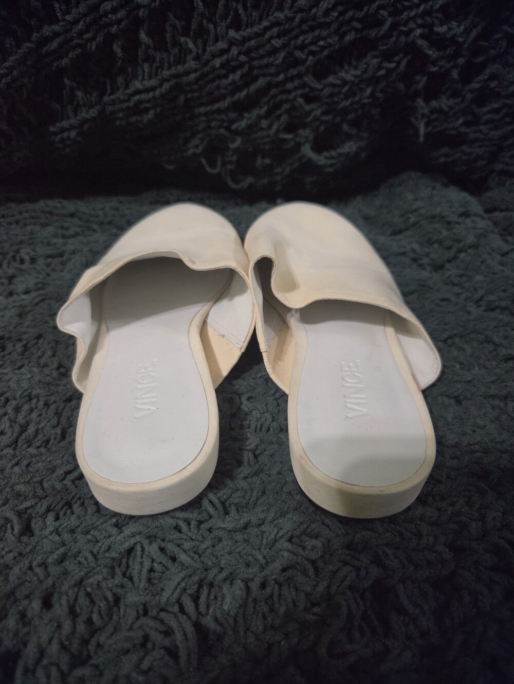 Vince Cream Slip-On Mule Shoes - Picture 2 of 9